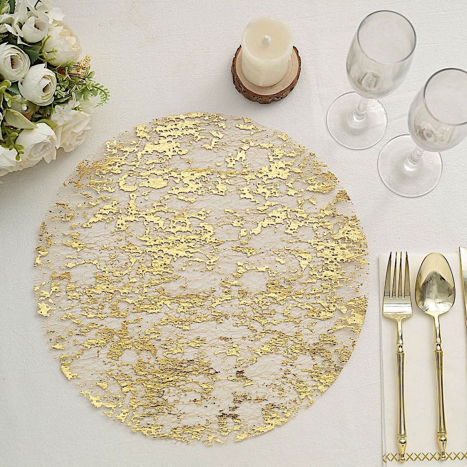 BalsaCircle 10 Metallic 13 in Round Polyester Mesh Foil Table Placemats ...
