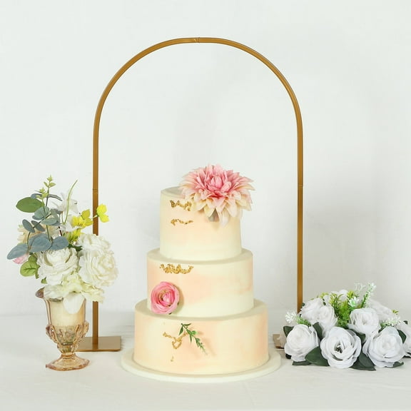 BalsaCircle Gold 35 in Metal Flower Stand with Rounded Top Table Arch Centerpiece Wedding Party Decorations Centerpieces