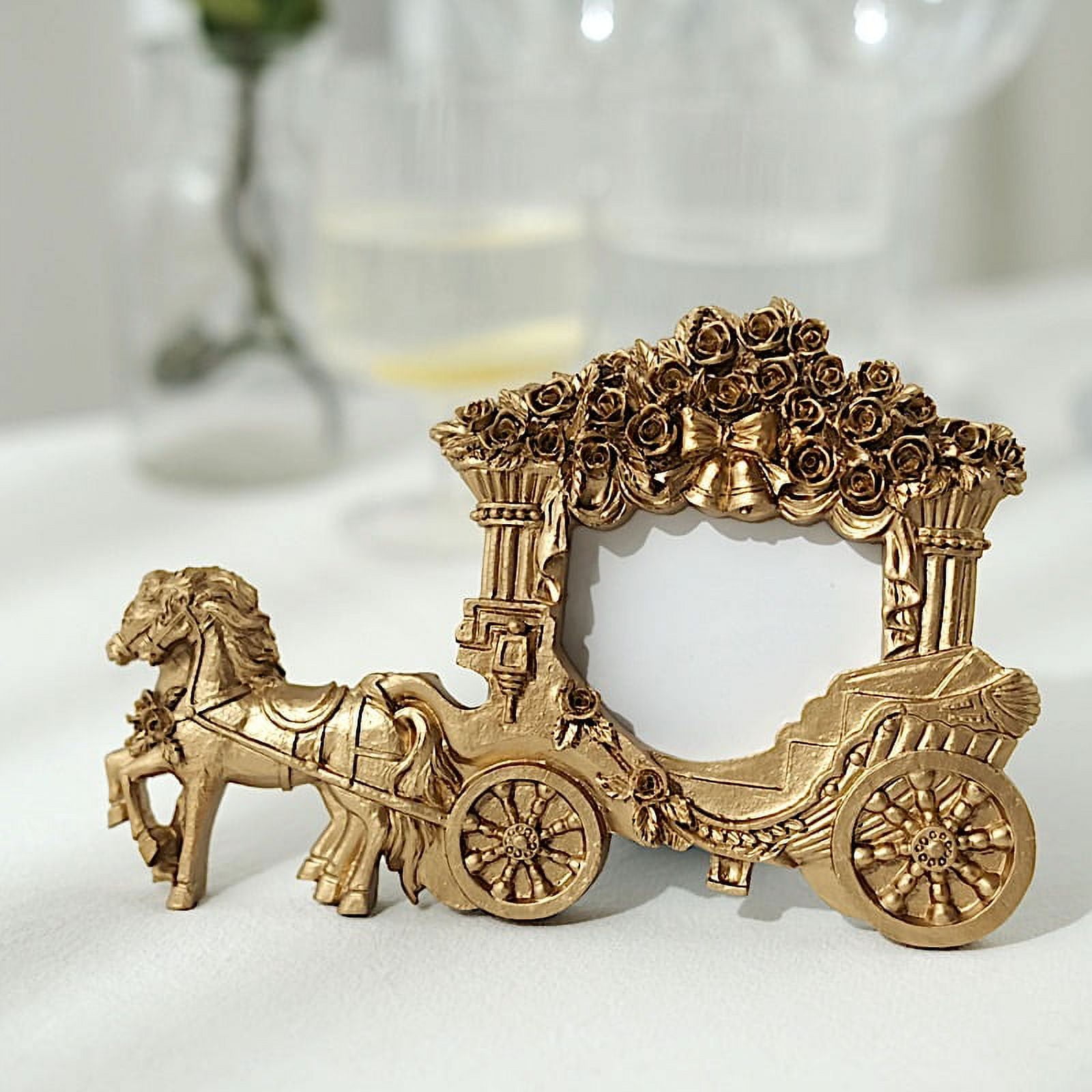 BalsaCircle Gold 7" Horse Carriage Picture Frame Party Wedding Favors Events Reception Decorations Supplies
