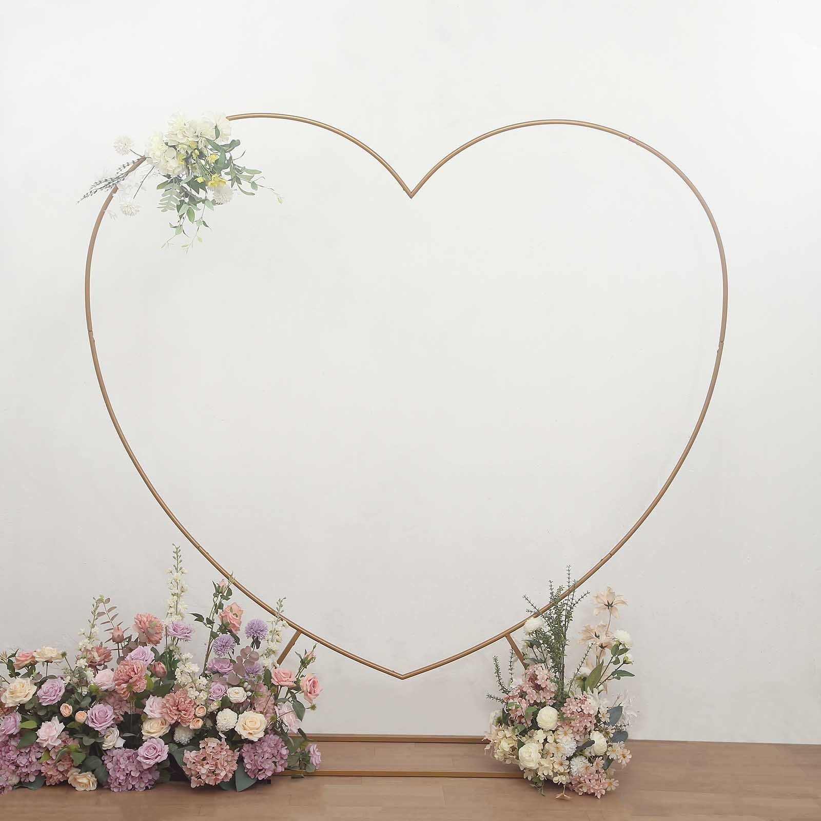Golden White Grey Heart Circle Wedding Backdrop Kit