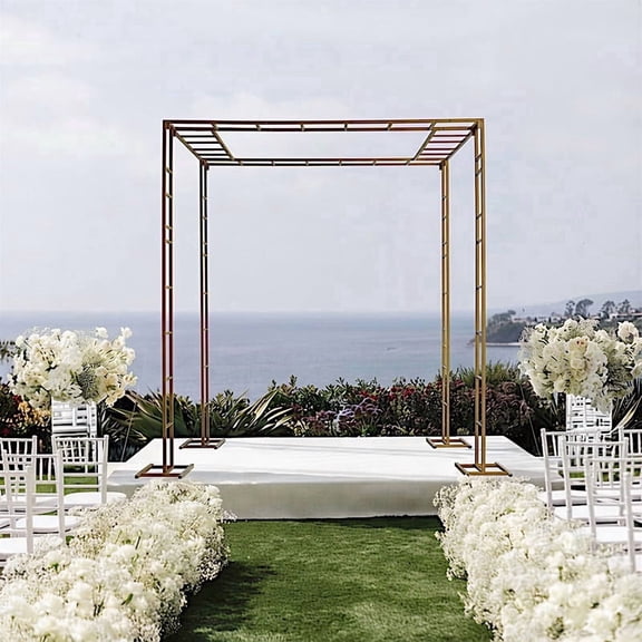 Balsa Circle Gold 8x10 feet Heavy-Duty 4-Post Ladder-Style Rectangular Metal Event Arch