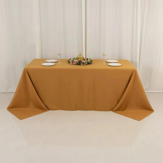 BalsaCircle Gold 90" x 132" Premium Polyester Rectangular Tablecloth Table Linens Wedding Reception Party Catering Event Decorations