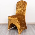 thumbnail image 1 of BalsaCircle Gold Fitted Spandex Crushed Velvet Stretchable Banquet Chair Cover Party Events Home, 1 of 8