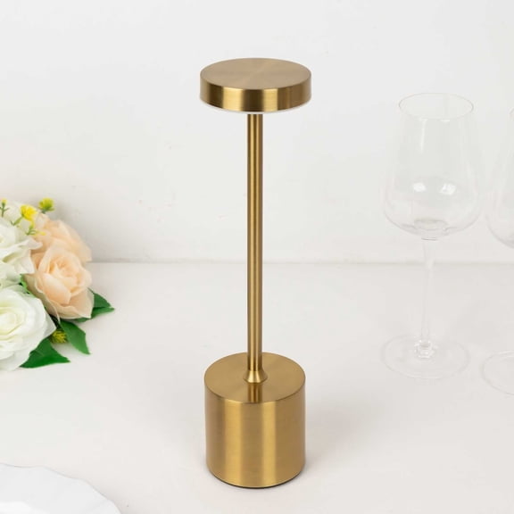 BalsaCircle Gold Metal Rechargeable Cordless Table Lamp with Touch Control Wedding Centerpieces Decorations