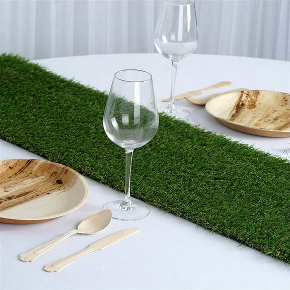 BalsaCircle Green 12" x 108" Artificial Grass Table Runner Party Linens Event Decorations