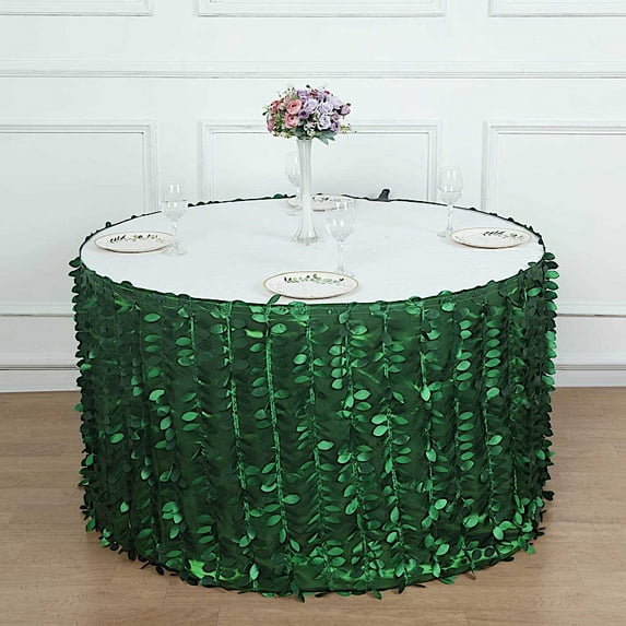 BalsaCircle Green 21 feet Taffeta Table Skirt Leaves Petals Design Party Events Home Decorations Supplies