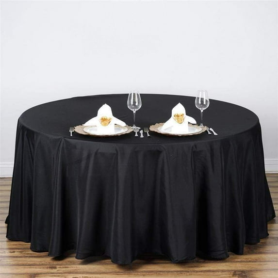BalsaCircle 6 Pieces 108" Black Round Polyester Tablecloths Fabric Table Cover Linens
