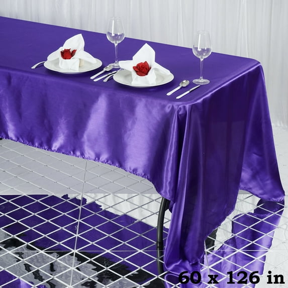 BalsaCircle Halloween 6 Pieces 60" x 126" Purple Rectangle Washable Decorative Satin Solid Tablecloths Linen
