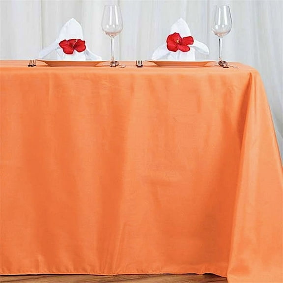 BalsaCircle Halloween 6 Pieces 72" x 120" Orange Rectangle Washable Decorative Polyester Solid Tablecloths