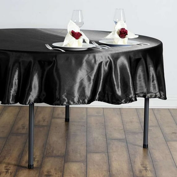 BalsaCircle 90" Black Round Satin Tablecloth Table Covers Reception Catering Table Linens
