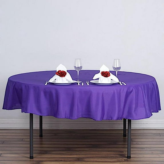 BalsaCircle Halloween 90" Purple Round Washable Decorative Polyester Solid Color Tablecloth