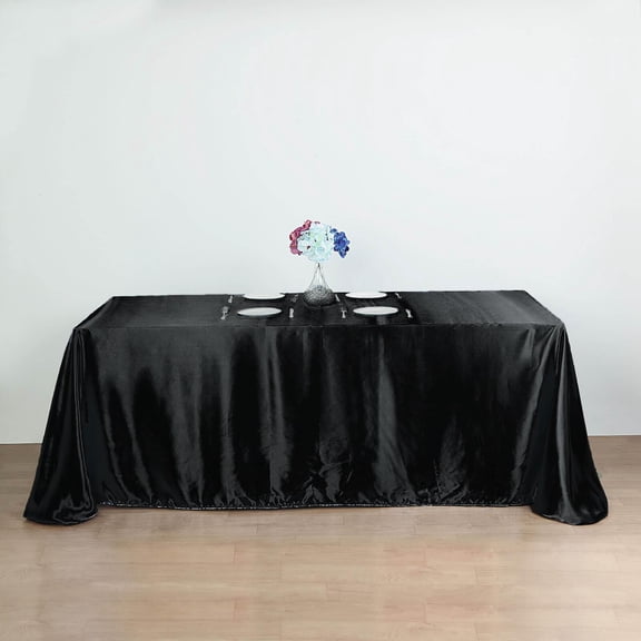 BalsaCircle Halloween 90" x 156" Black Rectangle Washable Decorative Satin Solid Tablecloth