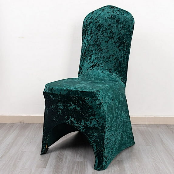 BalsaCircle Hunter Green Fitted Spandex Crushed Velvet Stretchable Banquet Chair Cover Party Events Home