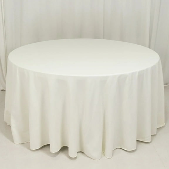 Balsa Circle Ivory 120" Cotton Blend Round Tablecloth Fabric Dining Table Cover Party Wedding Reception Birthday Catering Event Decorations