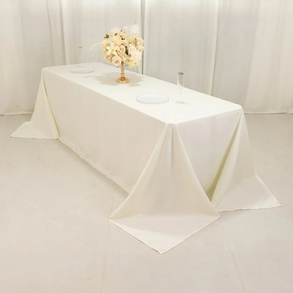 BalsaCircle Ivory 90" x 156" Cotton Blend Rectangular Tablecloth Wrinkle Resistant Fabric Table Linens Party Wedding Reception Event Decorations