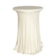 thumbnail image 1 of Balsa Circle Ivory Cocktail Table Cover Natural Wavy Drapes Spandex Tablecloth Reception, 1 of 8