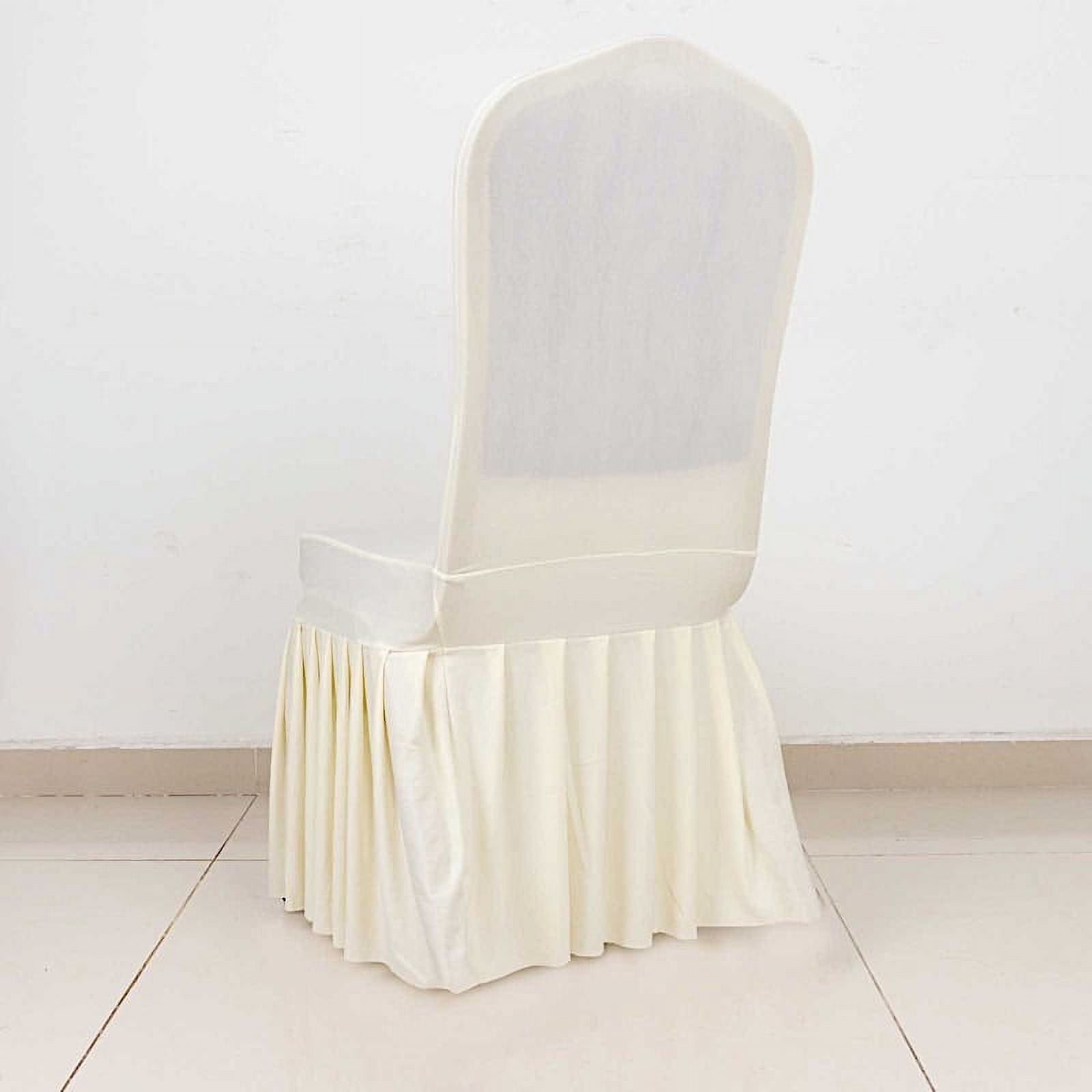 BalsaCircle Ivory Fitted Spandex Stretchable Banquet Chair Cover Ruffle ...