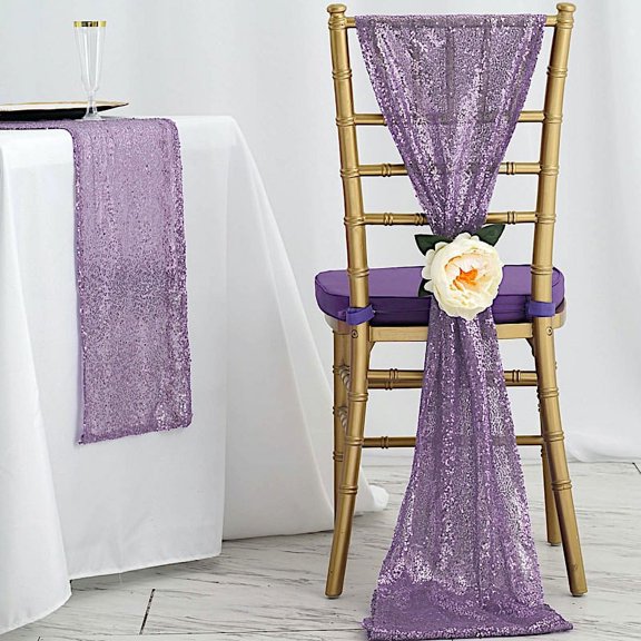 BalsaCircle Lavender Extra Sequin Chair Sash Party Wedding Decorations