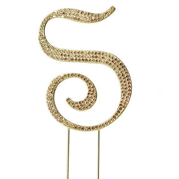 BalsaCircle Letter Cake Topper 4.5" Gold Rhinestone Personalized Wedding Party Monogram Decorations