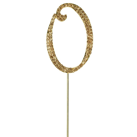 BalsaCircle Letter O Cake Topper 2.5" Gold Rhinestone Personalized Wedding Party Monogram Decorations