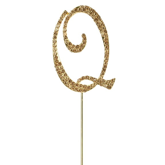 BalsaCircle Letter Q Cake Topper 2.5" Gold Rhinestone Personalized Wedding Party Monogram Decorations