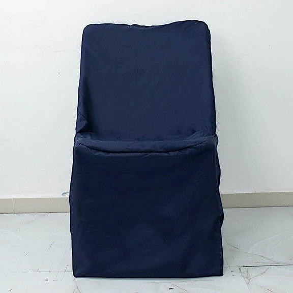 BalsaCircle Lifetime Folding Chair Cover Slipcovers Solid Polyester Navy Blue