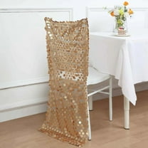 Balsa Circle Matte Champagne Big Payette Sequin Chiavari Dining Chair Back Slipcover Party Events Home Decorations Supplies