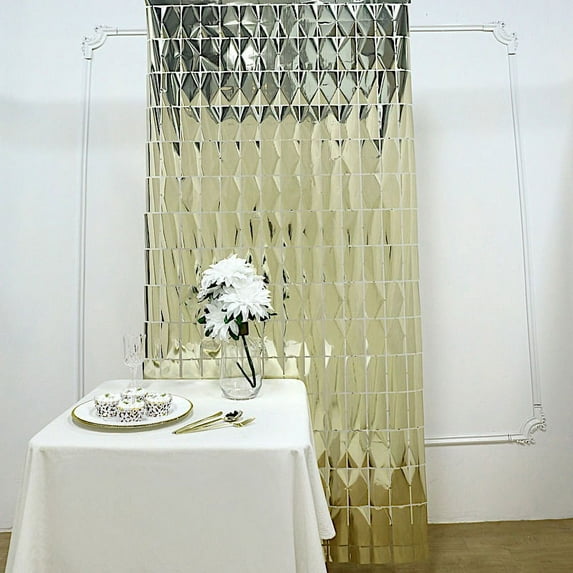 BalsaCircle Metallic Champagne Rectangle 6 feet Foil Tassels Fringe Backdrop Curtains Party