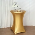 thumbnail image 1 of BalsaCircle Metallic Gold Premium Cocktail Table Cover Fitted Spandex Tablecloth, 1 of 8