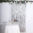 thumbnail image 1 of BalsaCircle Metallic Silver 3x6 feet Curly Foil Tassels Fringe Backdrop Curtains Party Events Decorations Supplies, 1 of 8