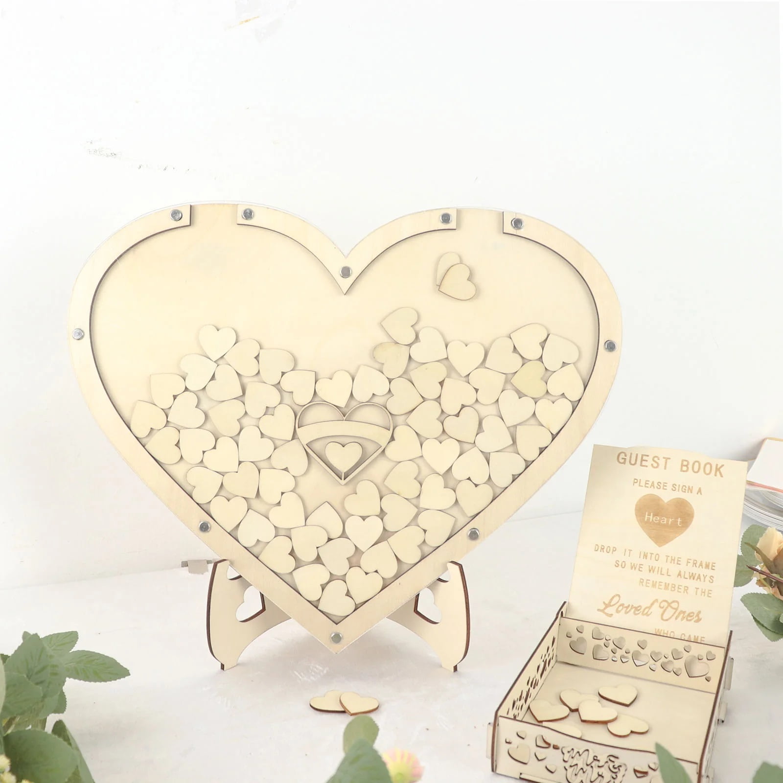Celebration Drop Top Box Frame with 70 Wooden Hearts Celebration Drop Top Box Frame with 70 Wooden Hearts