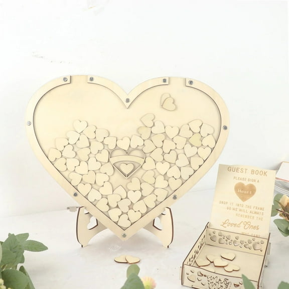 BalsaCircle Natural 13" Wooden Heart Drop Top Frame Wedding Guest Book Sign Set Party Events Decorations
