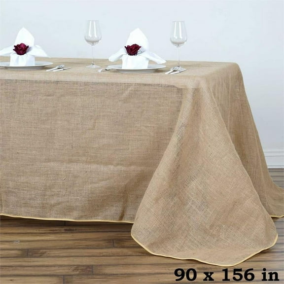 BalsaCircle Natural Brown 90" x 156" Burlap Rectangle Tablecloth Country Chic Room Linen
