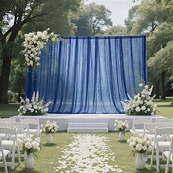 BalsaCircle Navy Blue 10x10 feet Sheer Curtain Backdrop Wedding Drapery Panel Party Wedding Reception Home Events Decorations Supplies