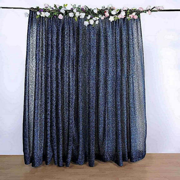 BalsaCircle Navy Blue 20 feet x 10 feet Metallic Spandex Backdrop Curtain Wedding Photobooth Party Decorations
