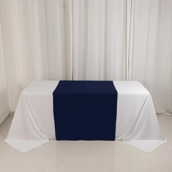 Balsa Circle Navy Blue 36x72 in Wide Polyester Table Runner Party Wedding Linens Reception Catering Dinner Birthday Event Tabletop Decorations