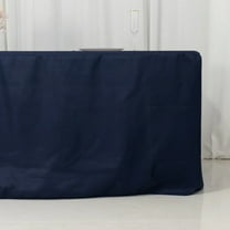 BalsaCircle Navy Blue 8 feet Open Back Fitted Polyester Rectangle Tablecloth Party Wedding Reception Table Linens Catering Event Decorations
