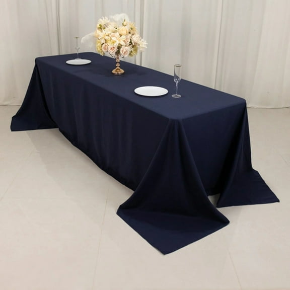 BalsaCircle Navy Blue 90" x 156" Cotton Blend Rectangular Tablecloth Wrinkle Resistant Fabric Table Linens Party Wedding Reception Event Decorations