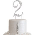 thumbnail image 1 of BalsaCircle Number 2 Cake Topper 2.5" Silver Rhinestone Personalized Wedding Party Monogram Decorations, 1 of 3