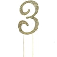 thumbnail image 1 of BalsaCircle Number 3 Cake Topper 2.5" Gold Rhinestone Personalized Wedding Party Monogram Decorations, 1 of 4