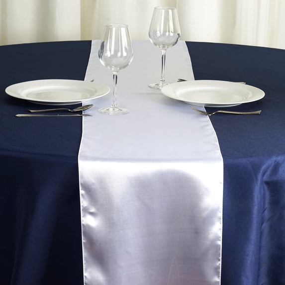 Balsa Circle Patriotic 15 White Satin 12" x 108" Table Runners Veterans Day 4th July Table Top Party Linens