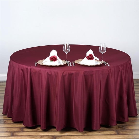 Balsa Circle Christmas Holidays 10 Pieces 108" Burgundy Round Polyester Tablecloths Linen