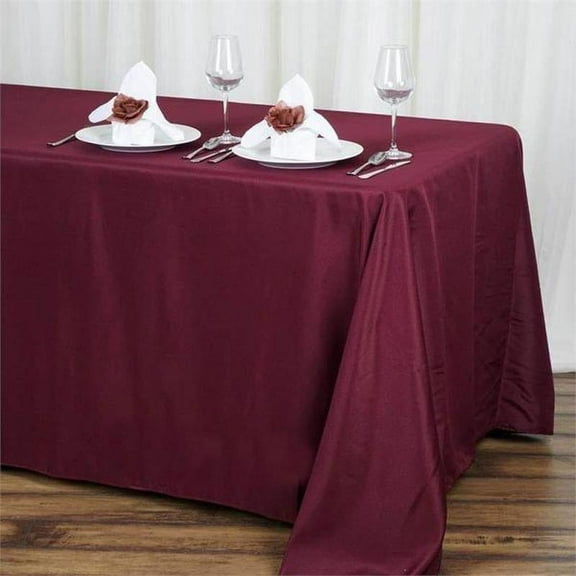BalsaCircle 6 Pieces 90" x 132" Burgundy Rectangle Polyester Tablecloths Table Cover Linens