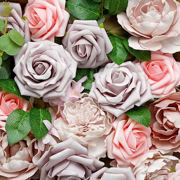 Balsa Circle Pink Foam Peonies Roses White Silk Daisies Hydrangeas Faux Flowers Box Party