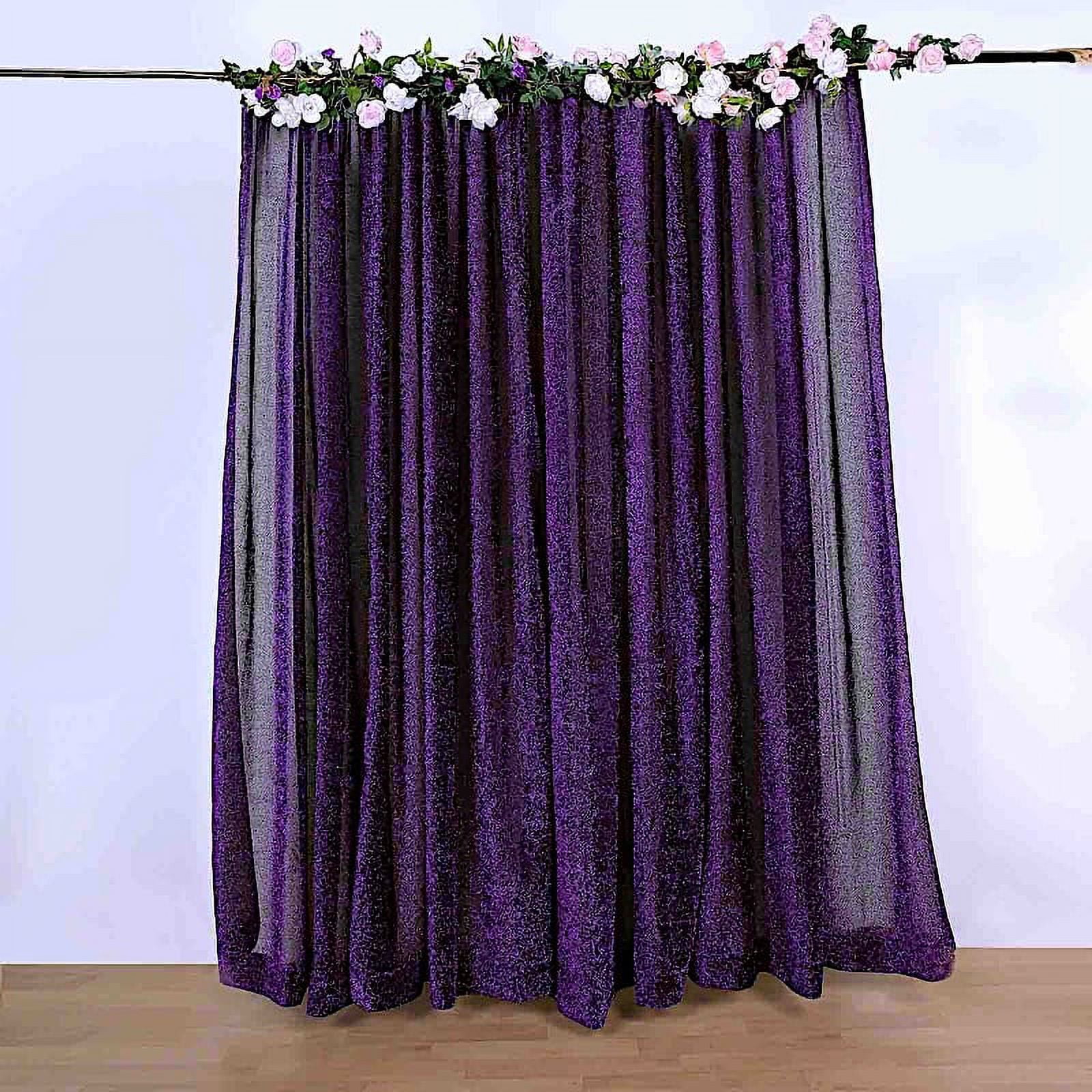 BalsaCircle Purple 20 feet x 10 feet Metallic Spandex Backdrop Curtain ...