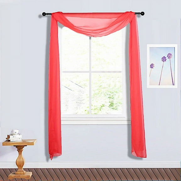 BalsaCircle Red 18 feet Sheer Organza Curtain Panel Backdrop Drape Home Window Decorations