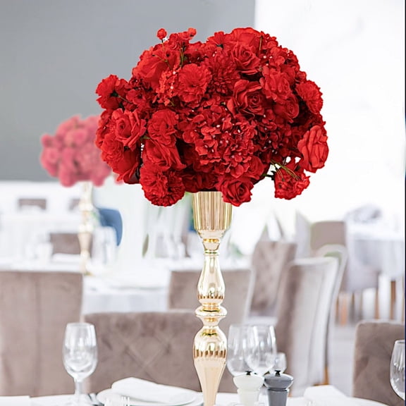 Balsa Circle Red 22 in Silk Roses Chrysanthemum Hydrangea Artificial Flower Ball Bouquet Wedding Party Event Home Decorations Centerpieces