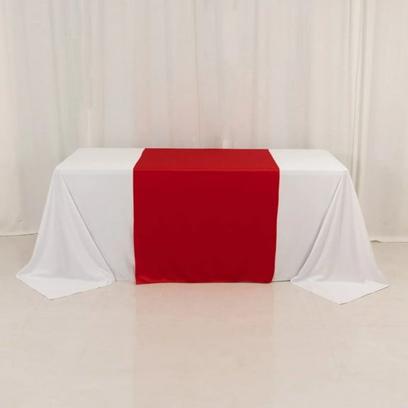 Balsa Circle Red 36x72 in Wide Polyester Table Runner Party Wedding Linens Reception Catering Dinner Birthday Event Tabletop Decorations