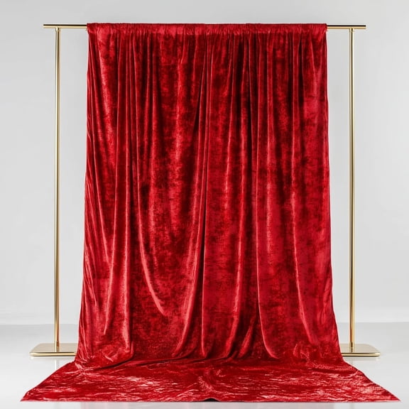 BalsaCircle Red 5 feet x 14 feet Crushed Velvet Backdrop Curtain with Rod Pocket Wedding Reception Birthday Party Photobooth Ceremony Event Decorations Supplies