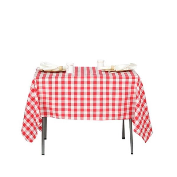 BalsaCircle Red Patriotic Veterans Day 70" Square Tablecloth Gingham Checke Polyester Washable 4th of July Linen